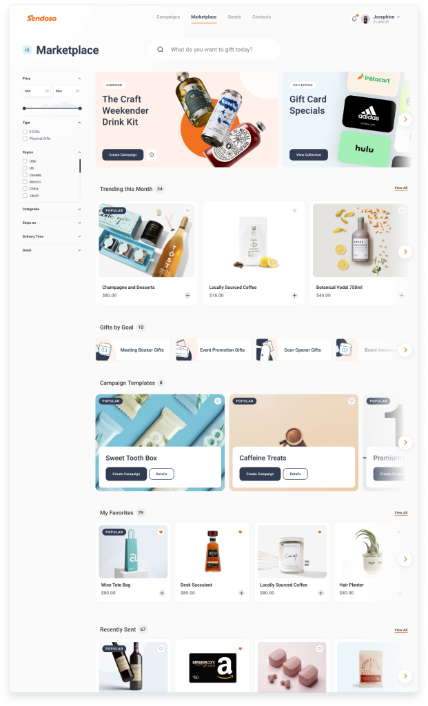 Marketplace home — customer-facing experience