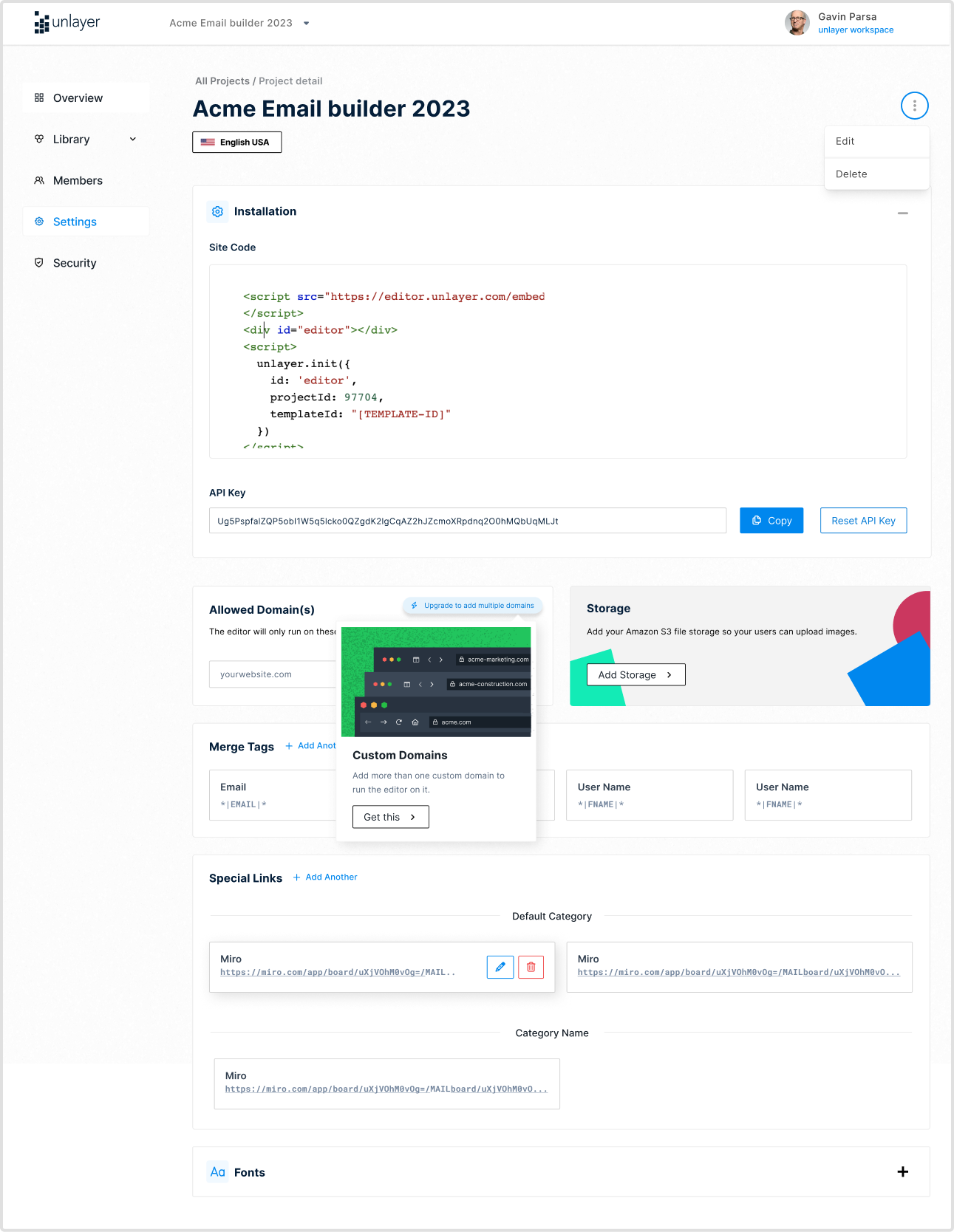 Customization centre — fonts, colors, and branding