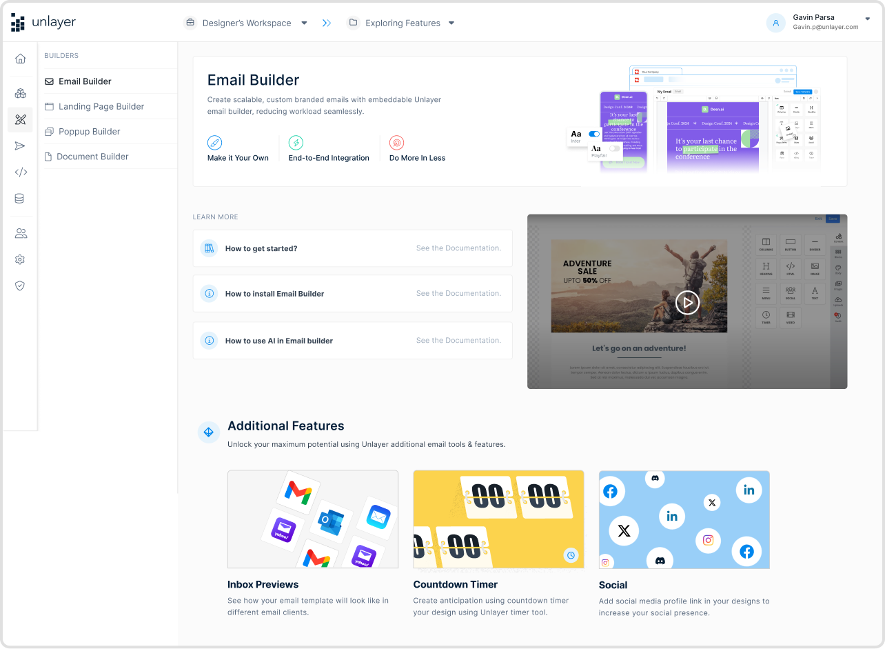 Create a project — builder selection